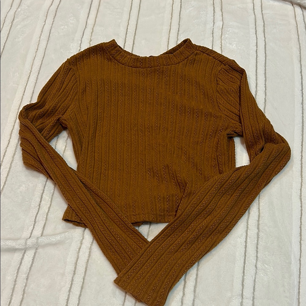 AUTUMN Ribbed Sweater Long Sleeve Criss Cross Open Back